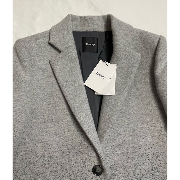 NWT New $645 Theory Mid Grey Multi Calden Wool Coat Size S - Picture 8 of 11